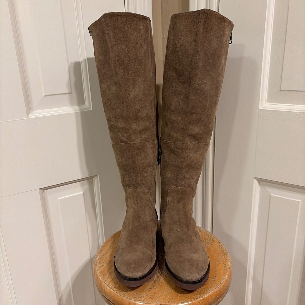 Johnston & Murphy Womens Over The Knee Boots Taupe Brown 6M Suede Leather